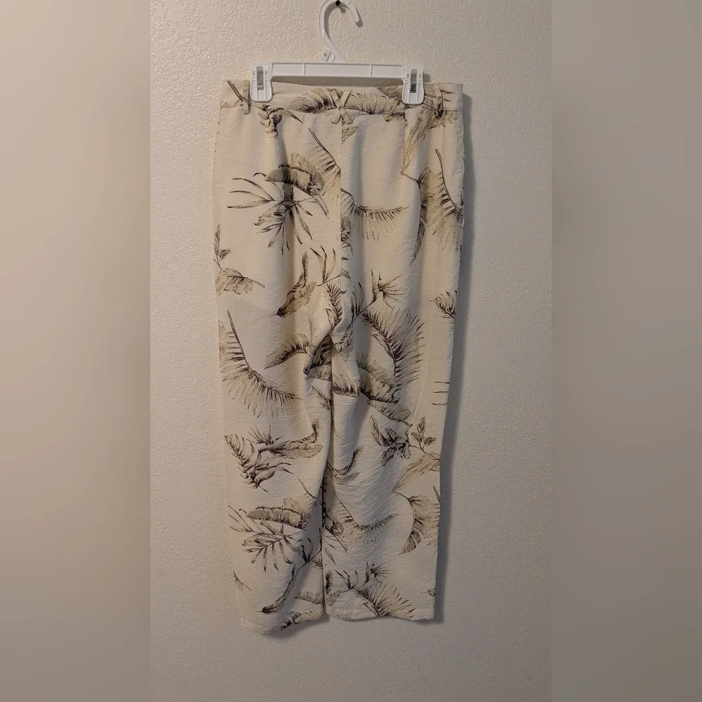 Mystree Cream and Brown Leaf Print Pants - Picture 2 of 5